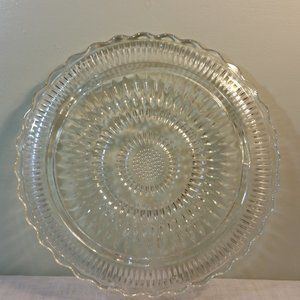 Vintage Glass Cake Plate Stand Clear 12.25”